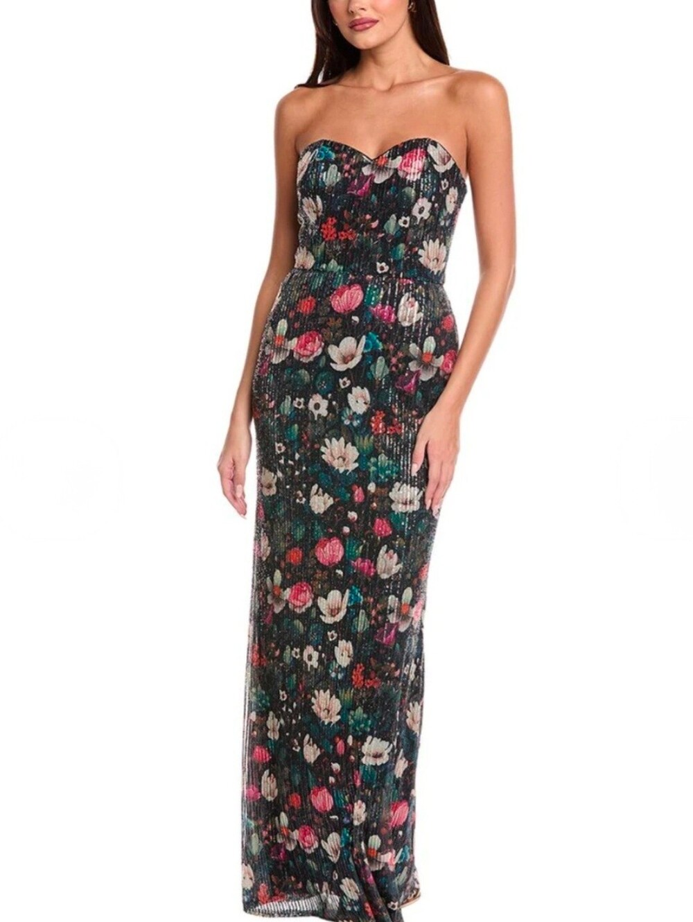 Rene Ruiz Strapless Sequin Maxi Gown Size 10 NWT Whimsical Romantic Evening